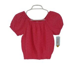 Cat & Jack Girls Pink Puff Sleeve Embroidered Blouse Size M/ 8.